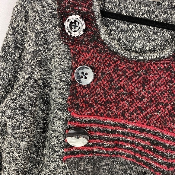 SPANNER Gray Red Wool Blend Button Wrap Knit Sweater XXL - Picture 11 of 11
